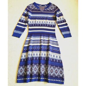 Womens Sweater Dress-ATHLETA-"Paramount Blue" cotton "Fara" 3/4 sleeves-S